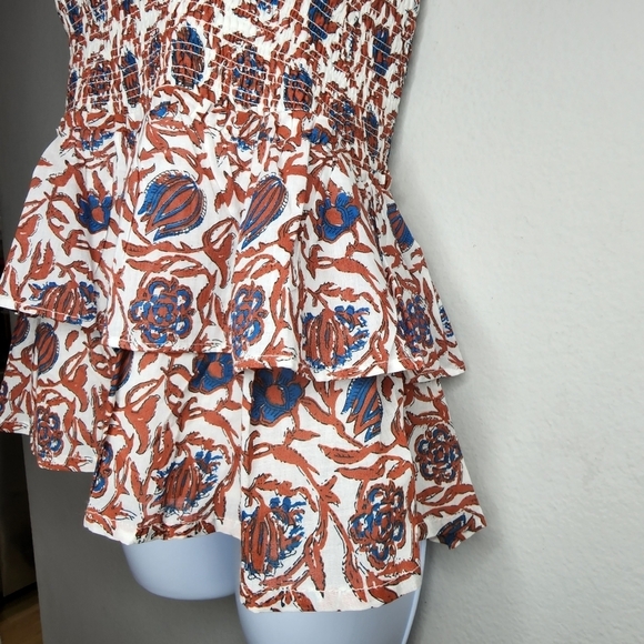 NWT House of Harlow 1960 smocked marbled rust skirt.  L - Picture 8 of 15